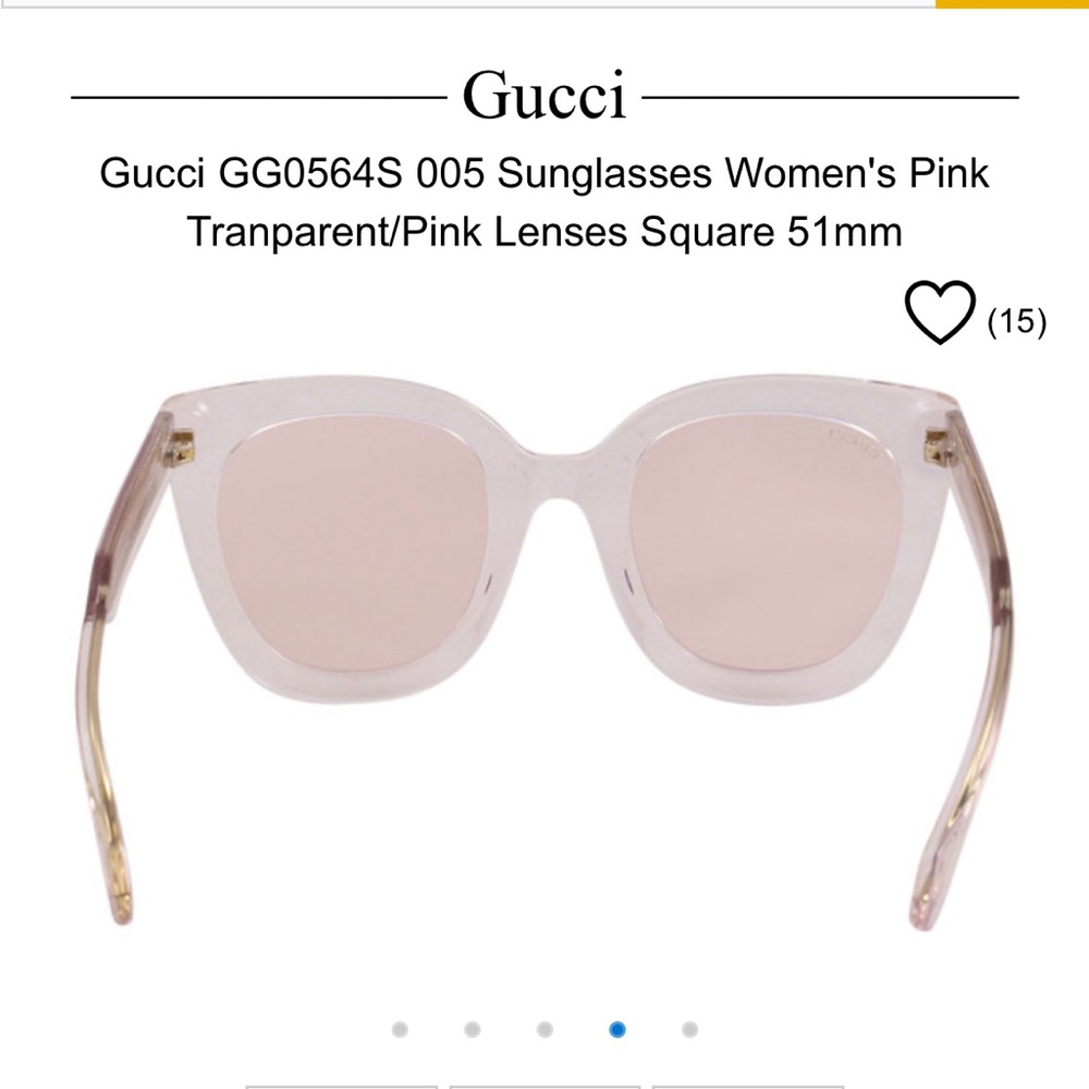 Gucci Women's Transparent Pink Rose Gold Sunglasses GG0564S - Picture 3 of 5